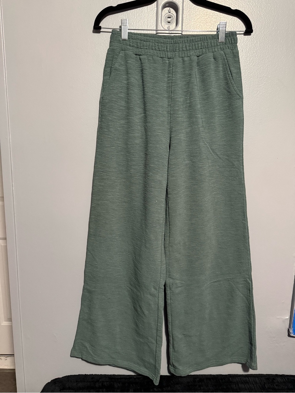 Zenana Ash Jade Slub Knit Wide Leg Lounge Pants - Picture 2 of 3